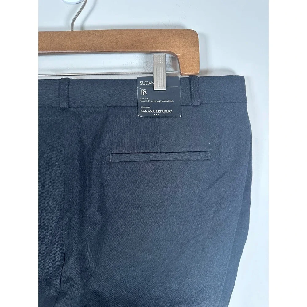 Banana Republic Sloan Slim Ankle Pants Womens 18 Black Professional Office NEW